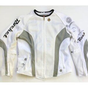Joe Rocket Womens Cleo Motorcycle Jacket Size L White Silver Mesh Padded Armored